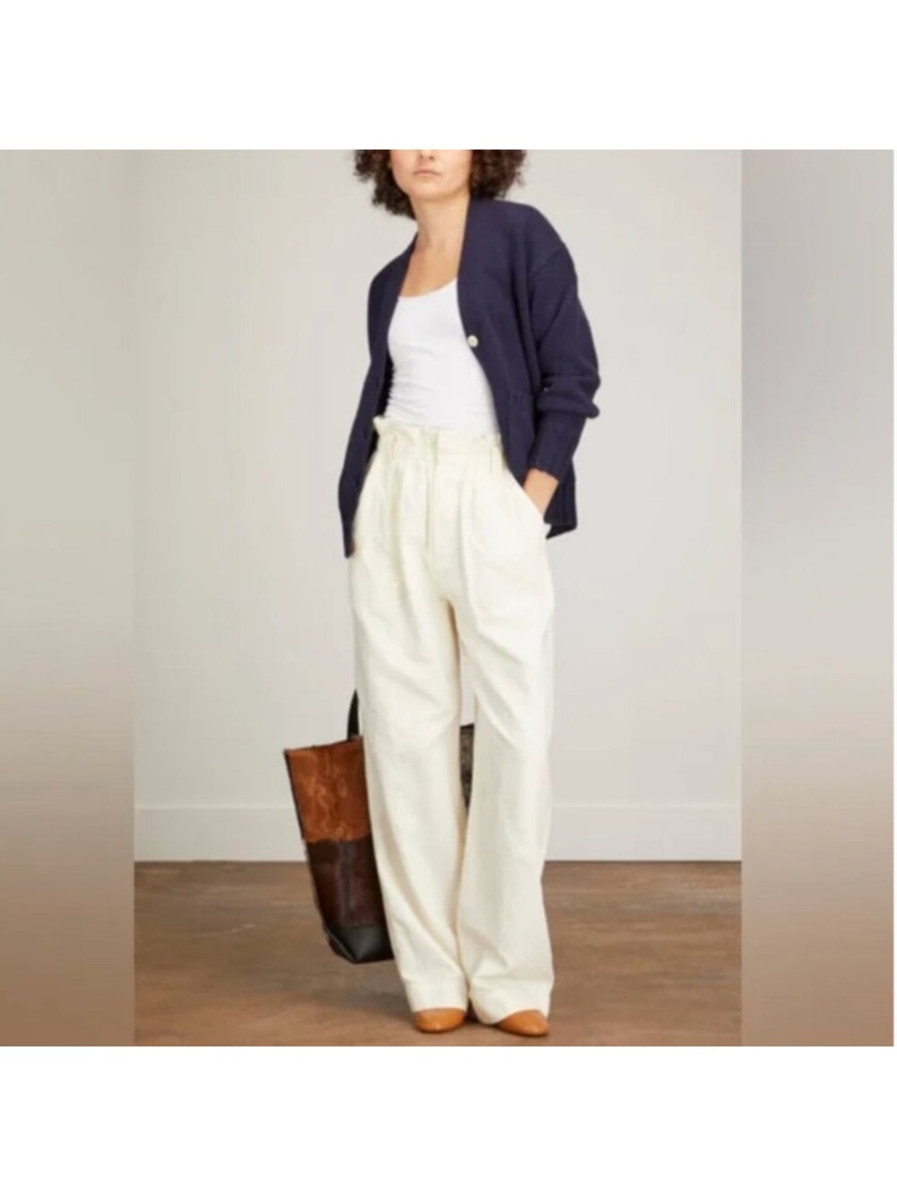 Apiece Apart - Son Vida Pant. Wide-Leg High-Rise Trousers in Cream